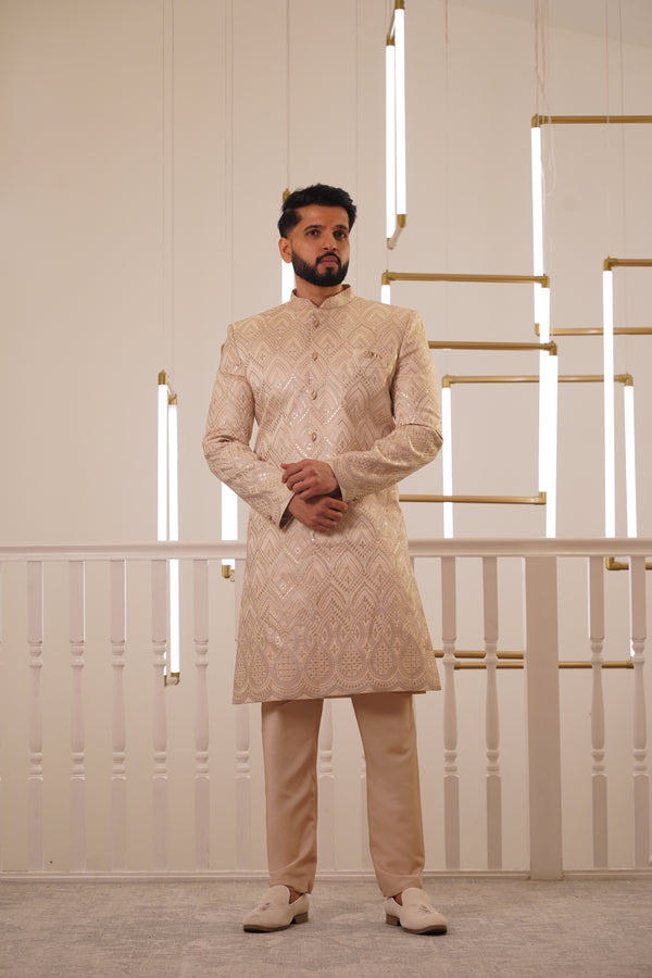 LIGHT GOLD EMBROIDERY  SHERWANI