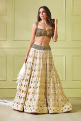 White & Gold Embroidery Skirt with Beautiful & Stylish EmbroideredTop