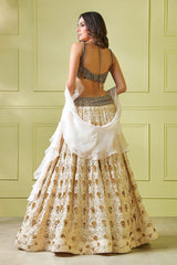 White & Gold Embroidery Skirt with Beautiful & Stylish EmbroideredTop