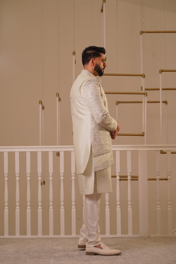 IVORY DOUBLE LAYER SHERWANI