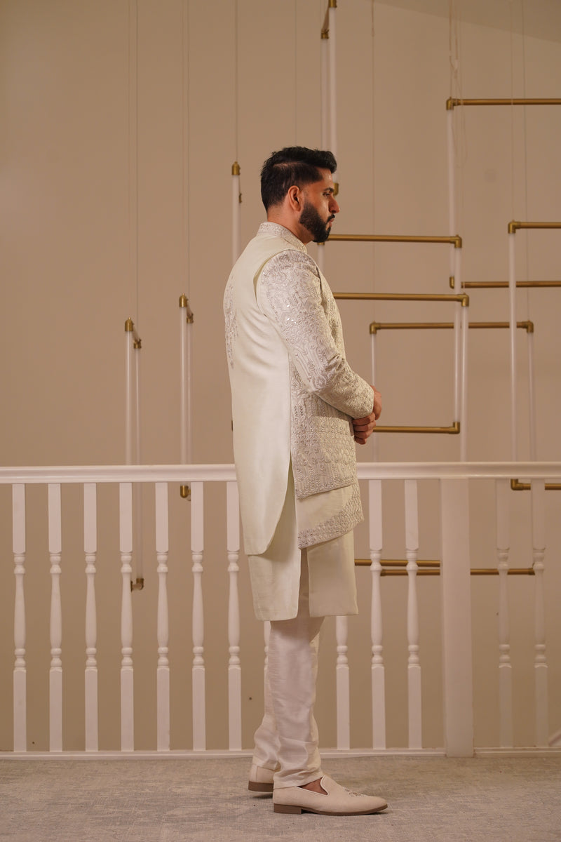 IVORY DOUBLE LAYER SHERWANI