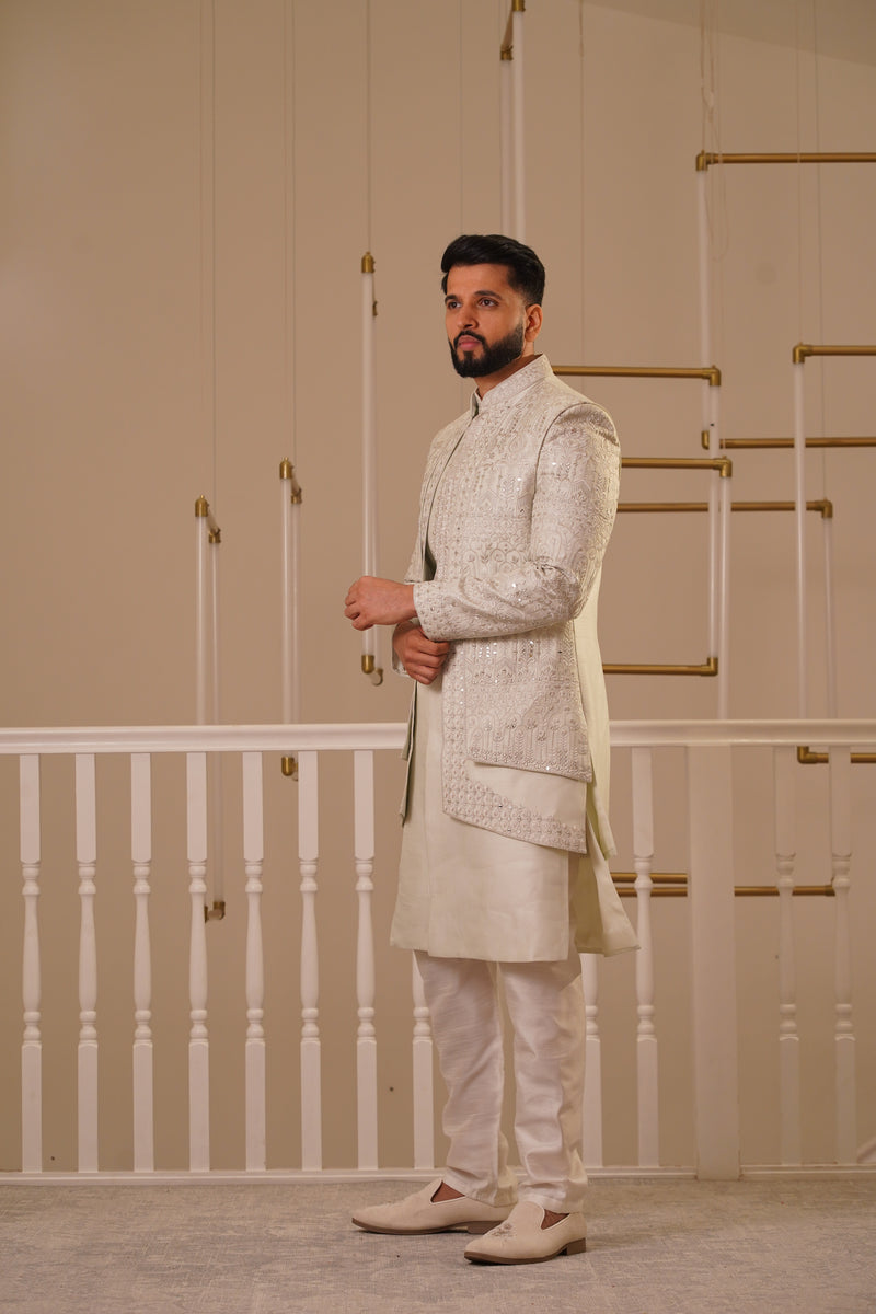 IVORY DOUBLE LAYER SHERWANI