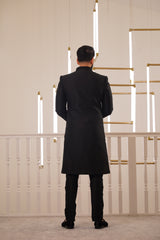 BLACK EMBROIDERY COLLAR SHERWANI WITH TROUSER