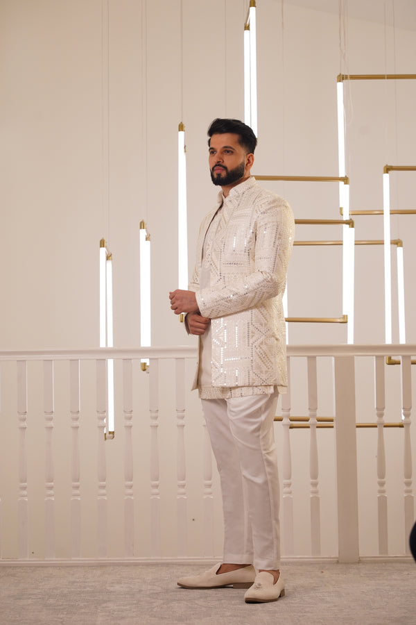 IVORY EMBROIDERY JACKET AND KURTA