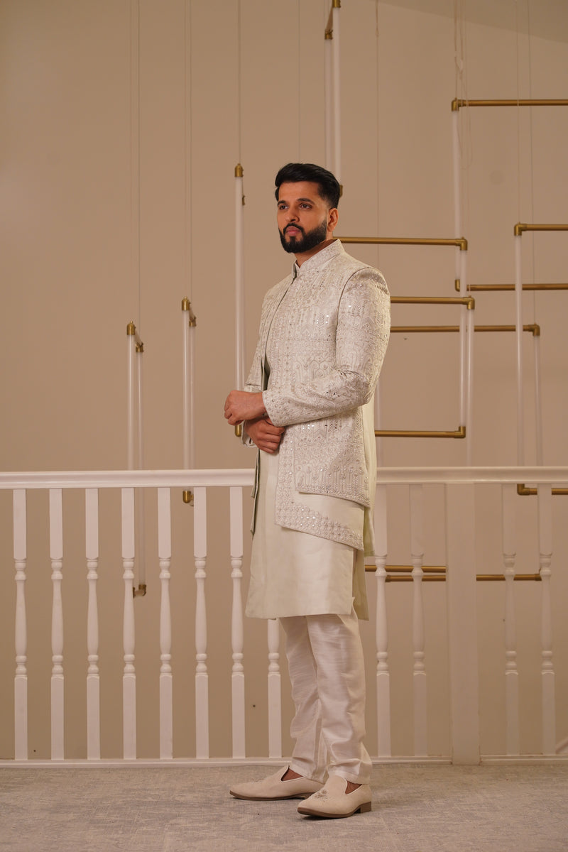 IVORY DOUBLE LAYER SHERWANI