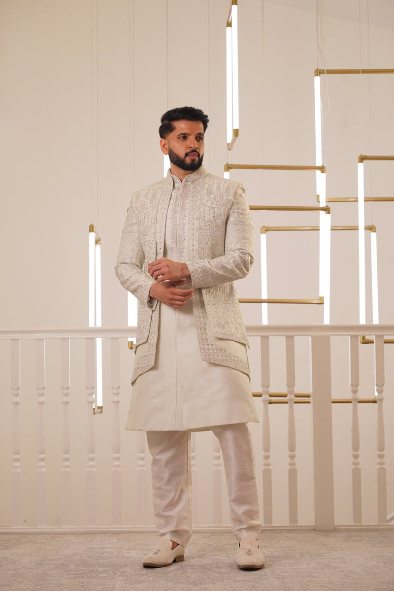 IVORY DOUBLE LAYER SHERWANI