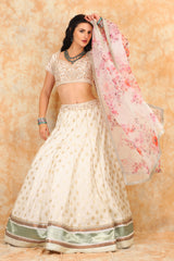 White Embroidery Top with printed booties skirt