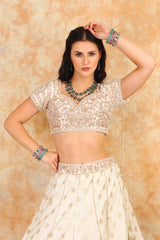 White Embroidery Top with printed booties skirt