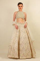 EMBROIDERED LEHENGA WITH PEARL WORK TOP