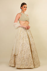 EMBROIDERED LEHENGA WITH PEARL WORK TOP