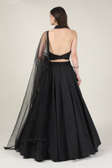BLACK EMB TOP WITH SKIRT
