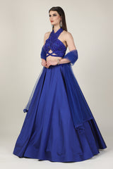 ROYAL BLUE EMB TOP WITH SKIRT