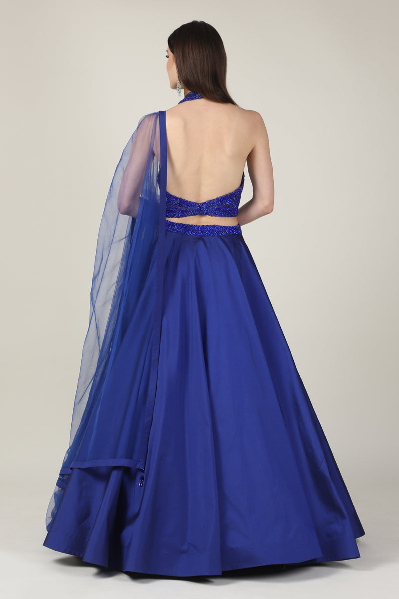 ROYAL BLUE EMB TOP WITH SKIRT