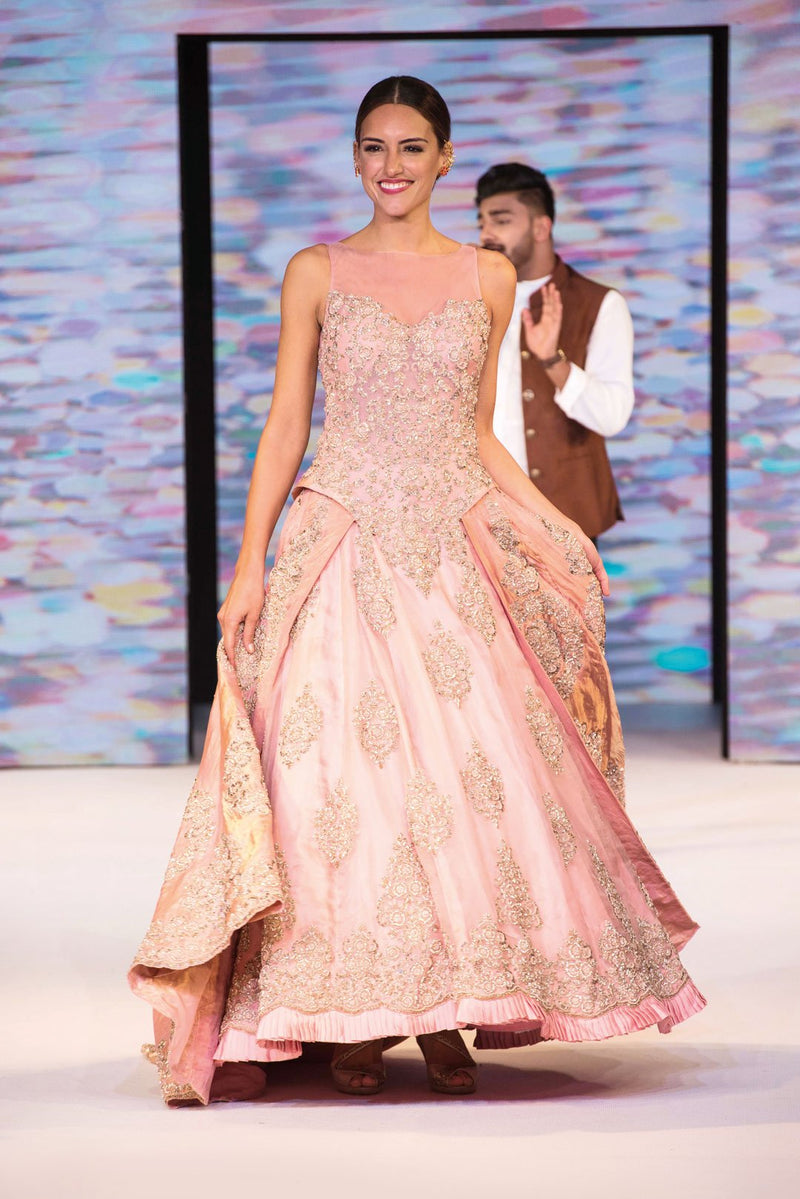 Peachy Pink Drape Gown