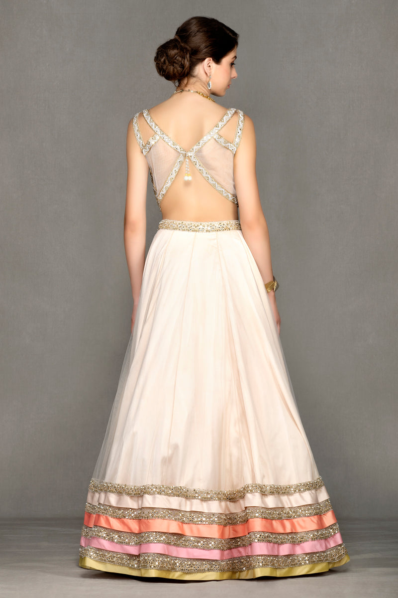 Lehenga with Net Skirt and Heavy Top