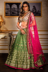 Embroidered Top with Brocade Skirt