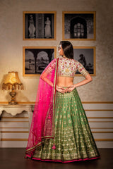 Embroidered Top with Brocade Skirt