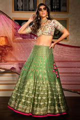 Embroidered Top with Brocade Skirt