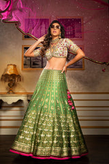 Embroidered Top with Brocade Skirt