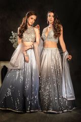 Halter stylish embroidered top with sequin skirt