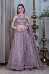 Onion Color Lehenga with stylish neck