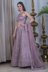 Onion Color Lehenga with stylish neck