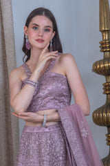 Onion Color Lehenga with stylish neck