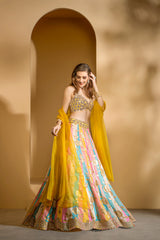 Multicolored Skirt with embroidered top