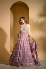 Mauve Chikankari Gown