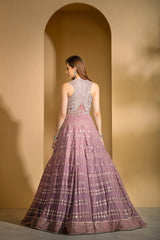 Mauve Chikankari Gown