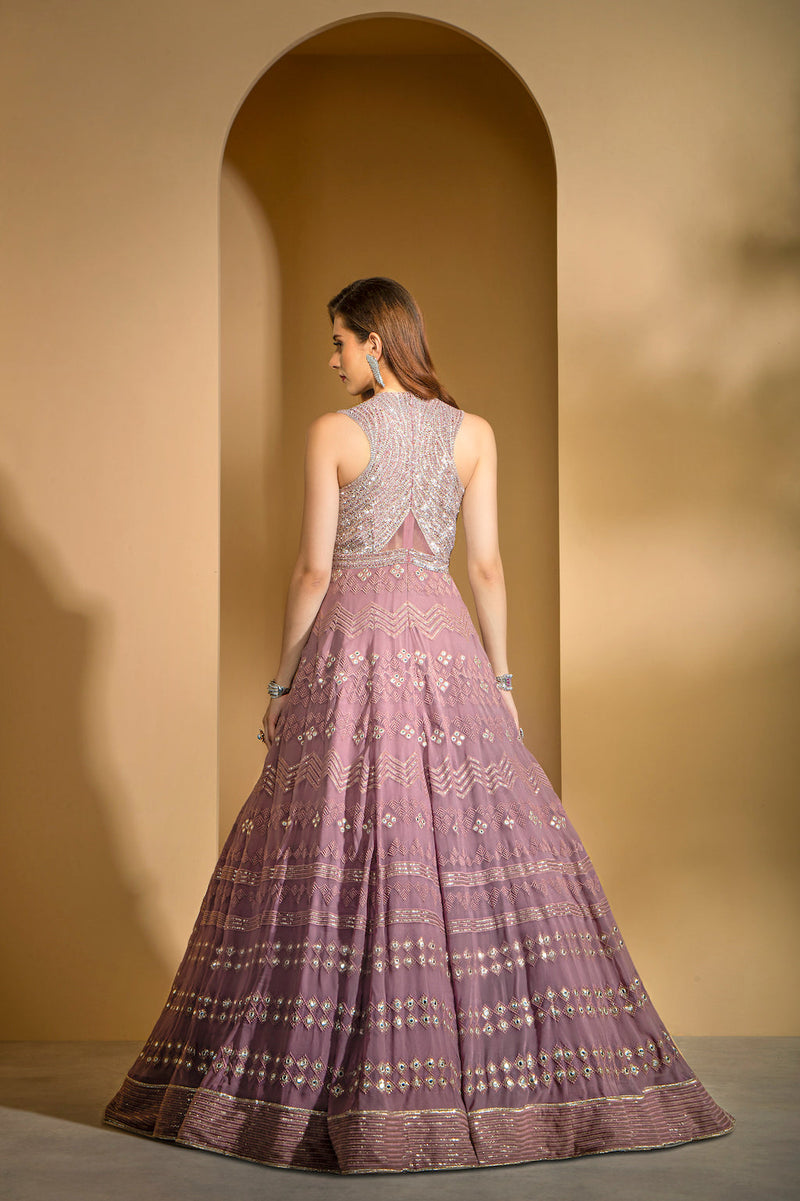 Mauve Chikankari Gown