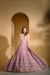 Mauve Chikankari Gown
