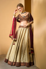 Velvet Blouse with Booti Silk skirt
