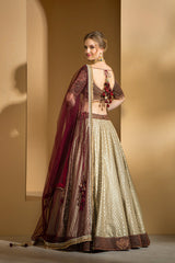 Velvet Blouse with Booti Silk skirt
