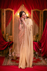 Light golden Shimmer Sequins Saree