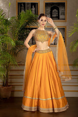 Rust orange embroidered top with Skirt