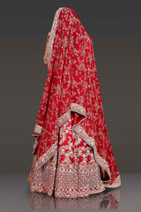 Bridal Red Lehenga Top With Net Scarf