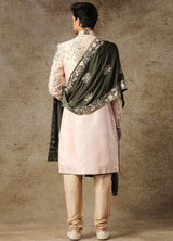 Rosey Beige Embroidered Sherwani 