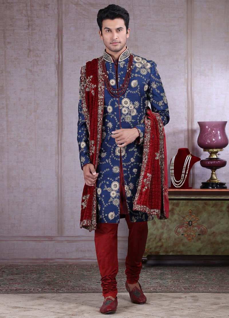 Traditional Maroon Sherwani