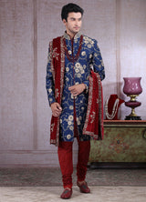 Traditional Maroon Sherwani