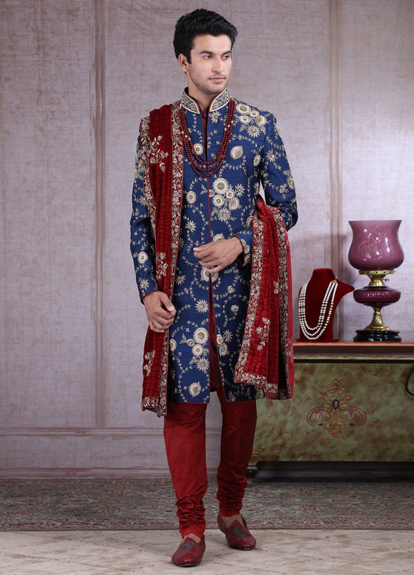 Traditional Maroon Sherwani