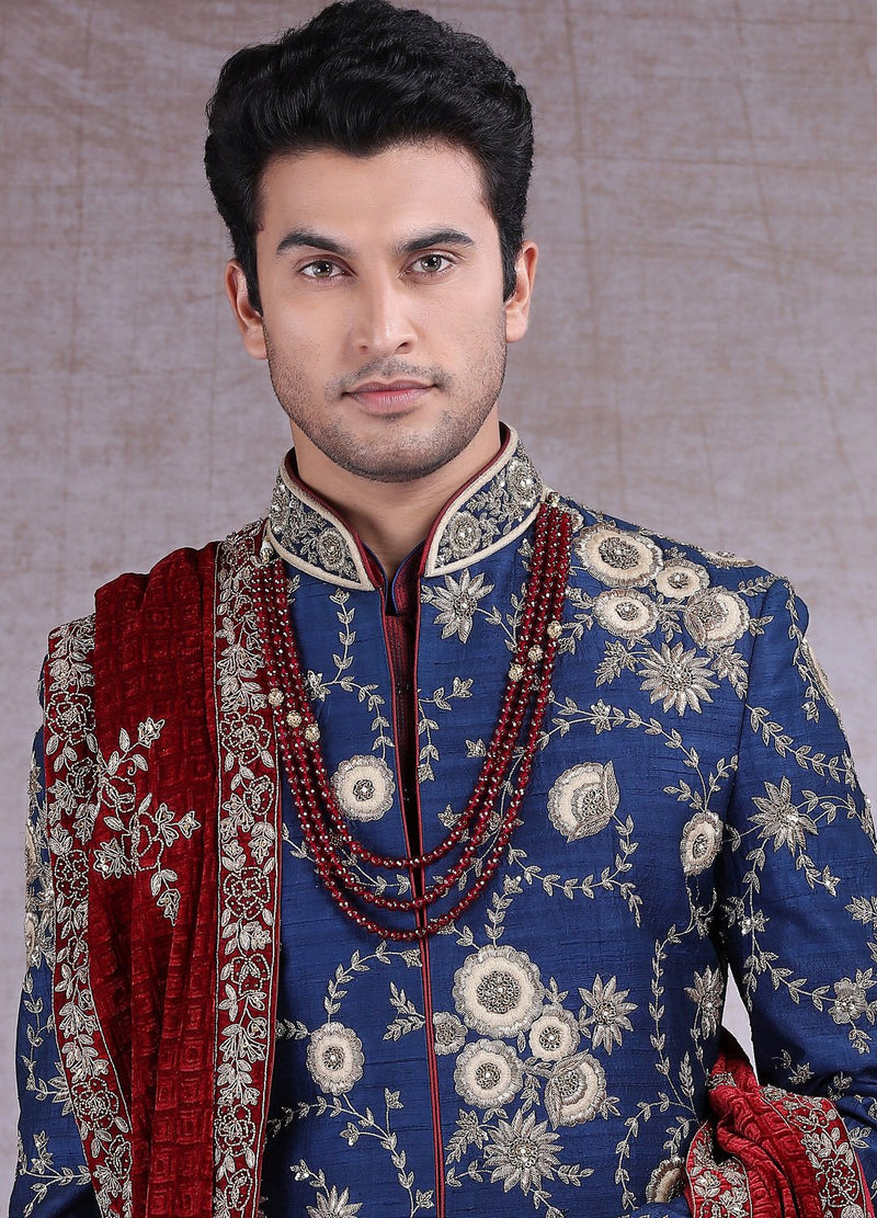 Traditional Maroon Sherwani