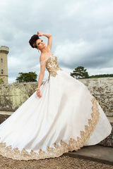 Ivory Off-shoulder Registry Gown