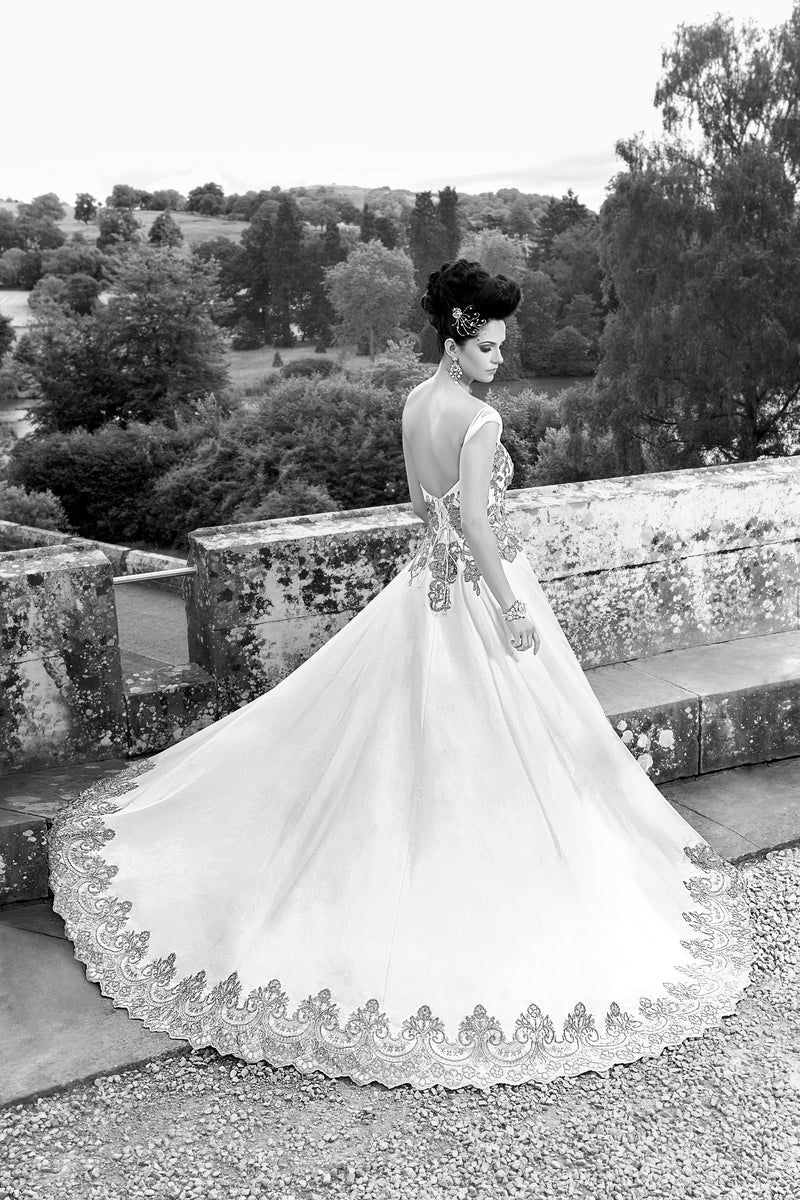 Ivory Off-shoulder Registry Gown