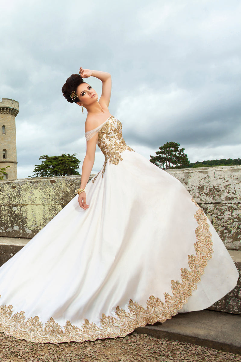 Ivory Off-shoulder Registry Gown