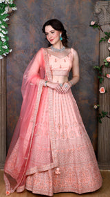 Peach Lehenga with darker peach scarf