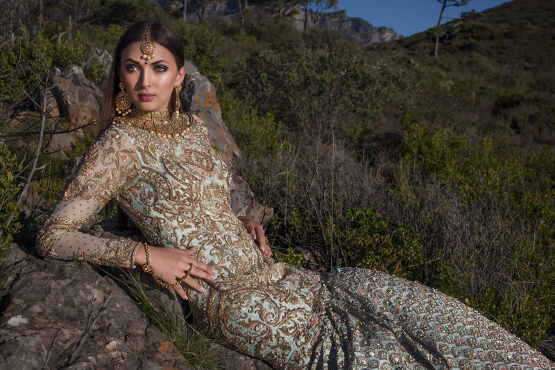 Fish Cut Bridal Gown with trail