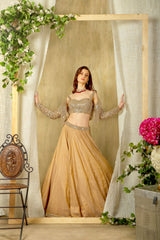 Stylish Mirror embroidered top, skirt with jacket