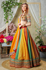 Multicolor Paneel Skirt with Embroidered top