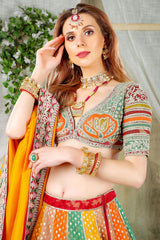 Multicolor Paneel Skirt with Embroidered top